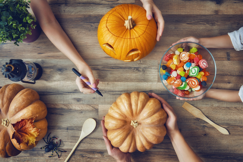 Pumpkin carving in halloween